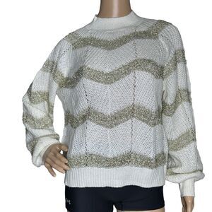 Planet Gold off white, gold knit sweater NWT large